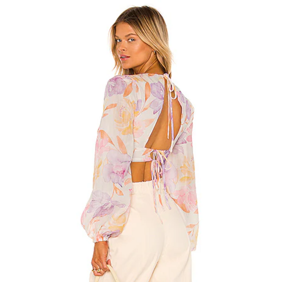 MAJORELLE Tops - MAJORELLE Kyra Top in Watercolor Pastels in Brown